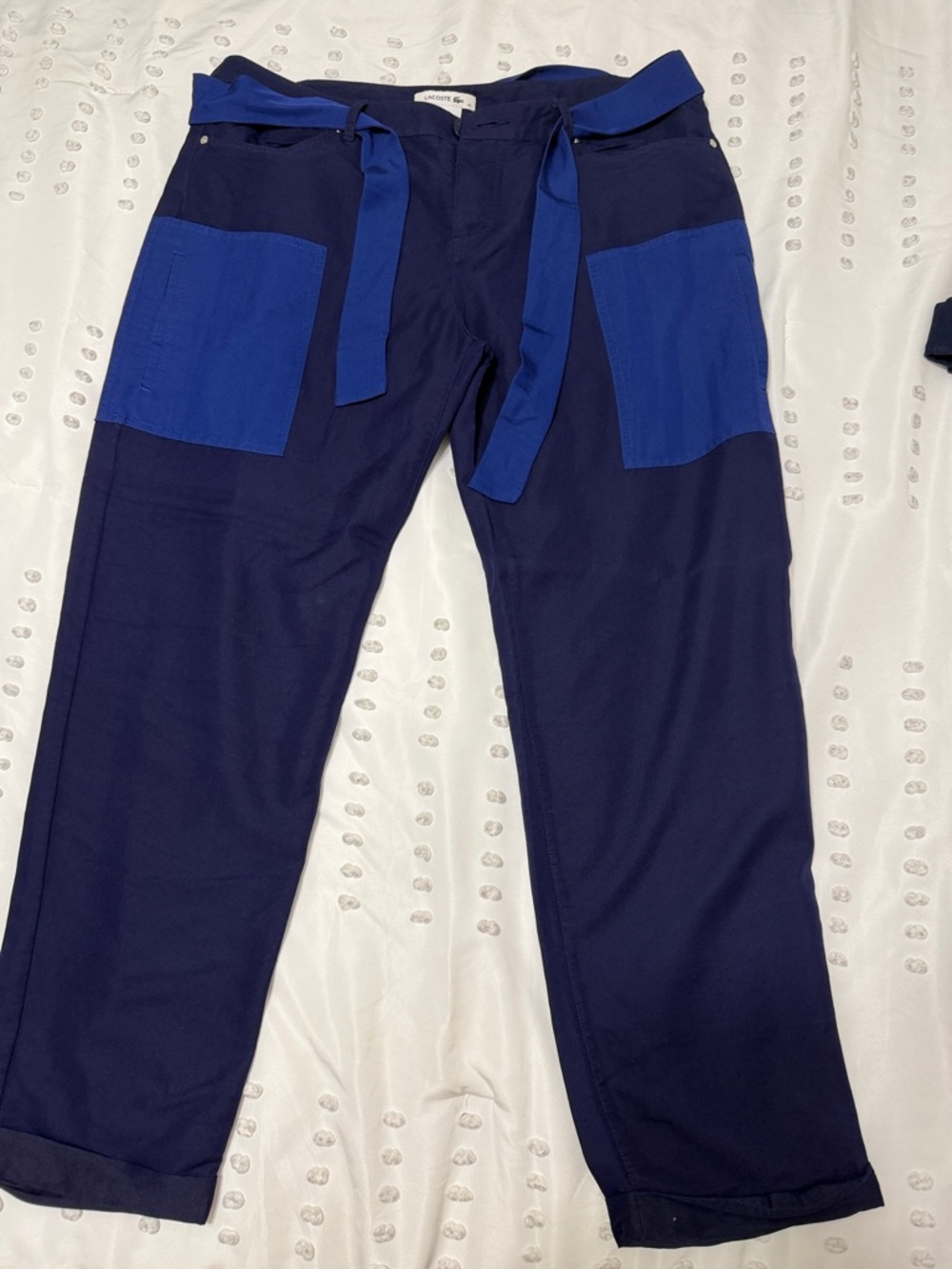 Lacoste Two-Tone Navy and Royal Blue Cargo Pants